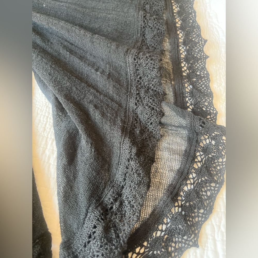 Ralph Lauren Denim & Supply Black off shoulder gauze lace Top w/ bell sleeves - Picture 15 of 16